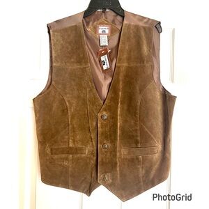 New Company B Classic Brown Genuine Leather Suede Vest